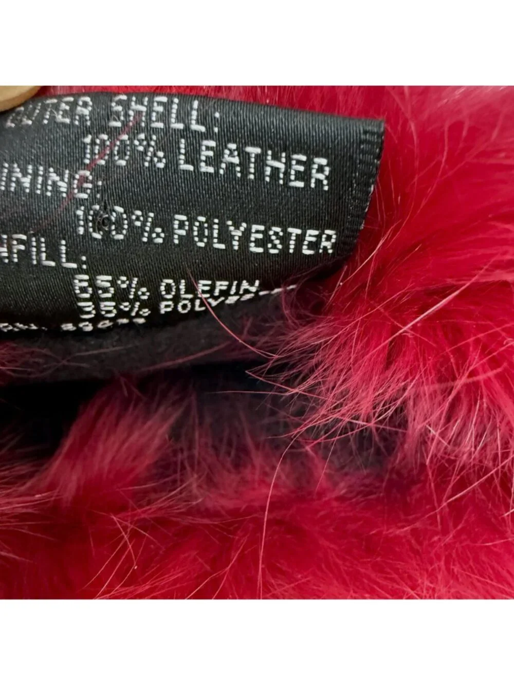 Wilsons Red Leather Gloves Womens Large Real Rabbit Fur Cuff Thinsulate